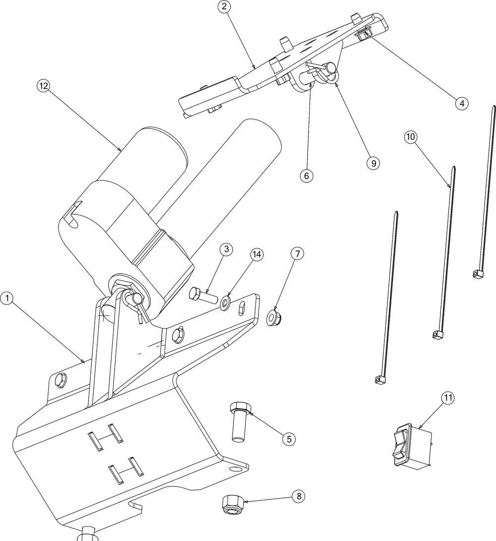 Electric Bed Lift Diagram and Parts List for WTCAB747EFI (37AM48FM010)(2016) Cub Cadet Lawn Tractor Accessories